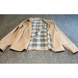 Vintage Sears Work Outerwear Jacket Tan Plaid Lined XL Tall Made in USA